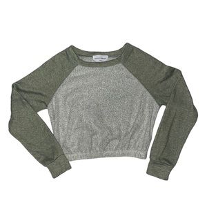 Painted Threads | Heather Grey Knit Crop Sweatshirt | Women’s S
